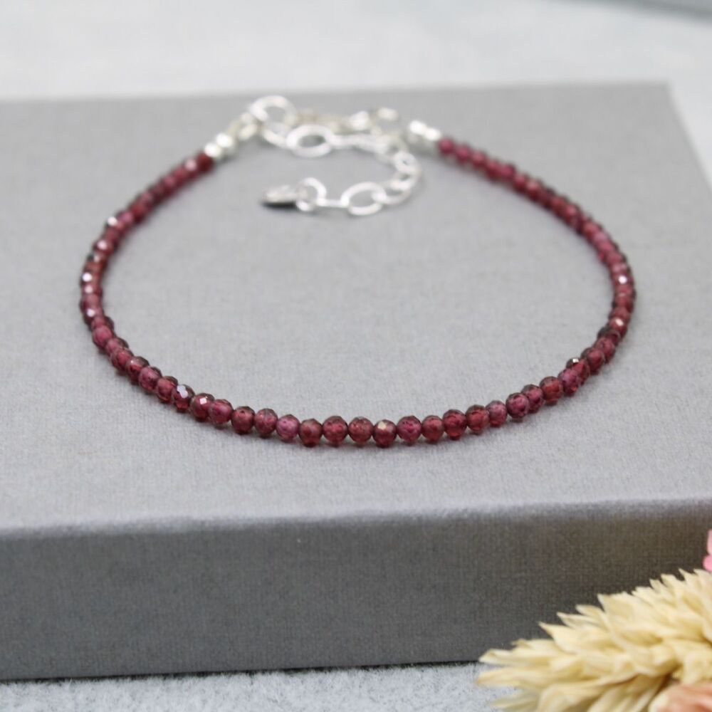 Dainty faceted Garnet gemstone bracelet