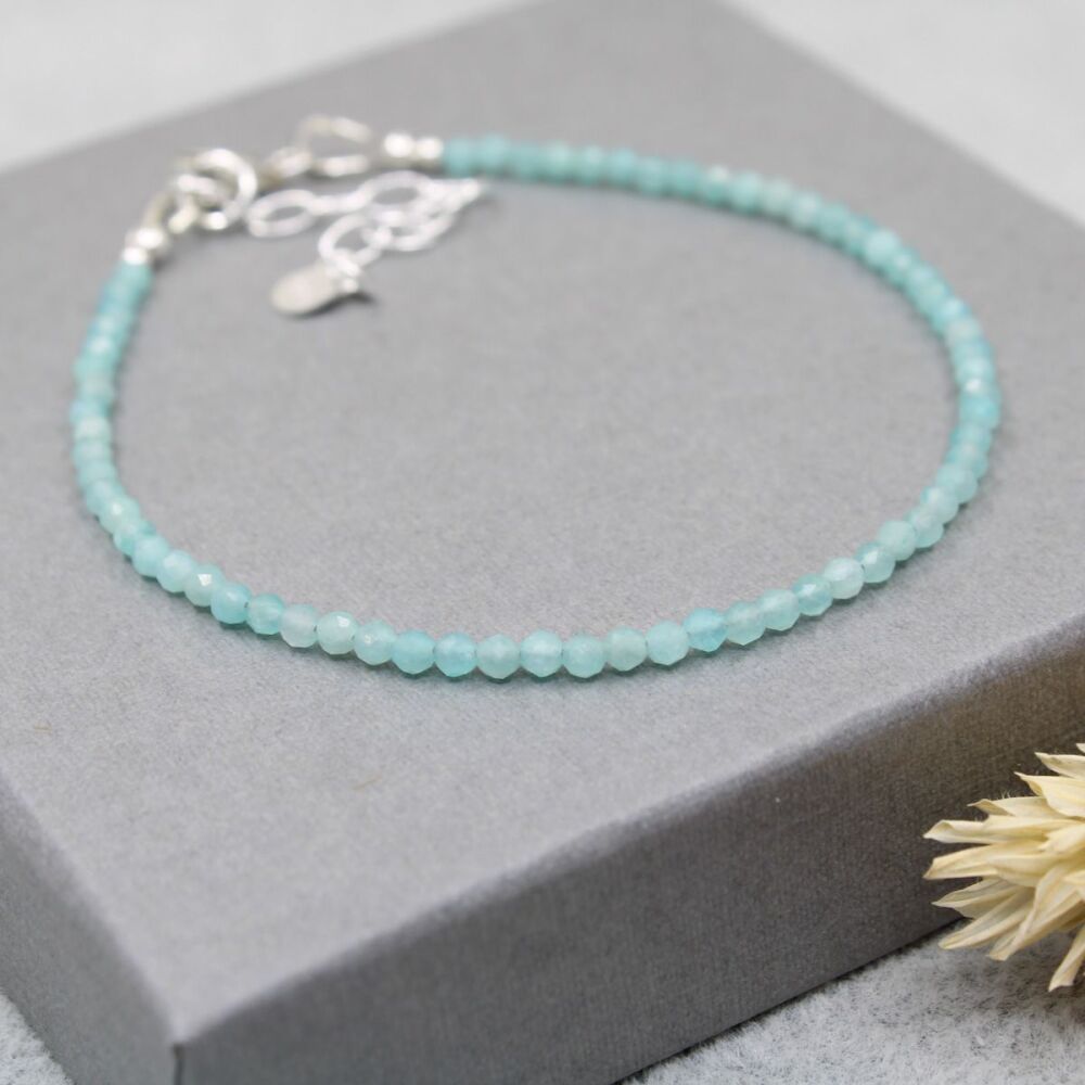 Dainty faceted Amazonite gemstone bracelet