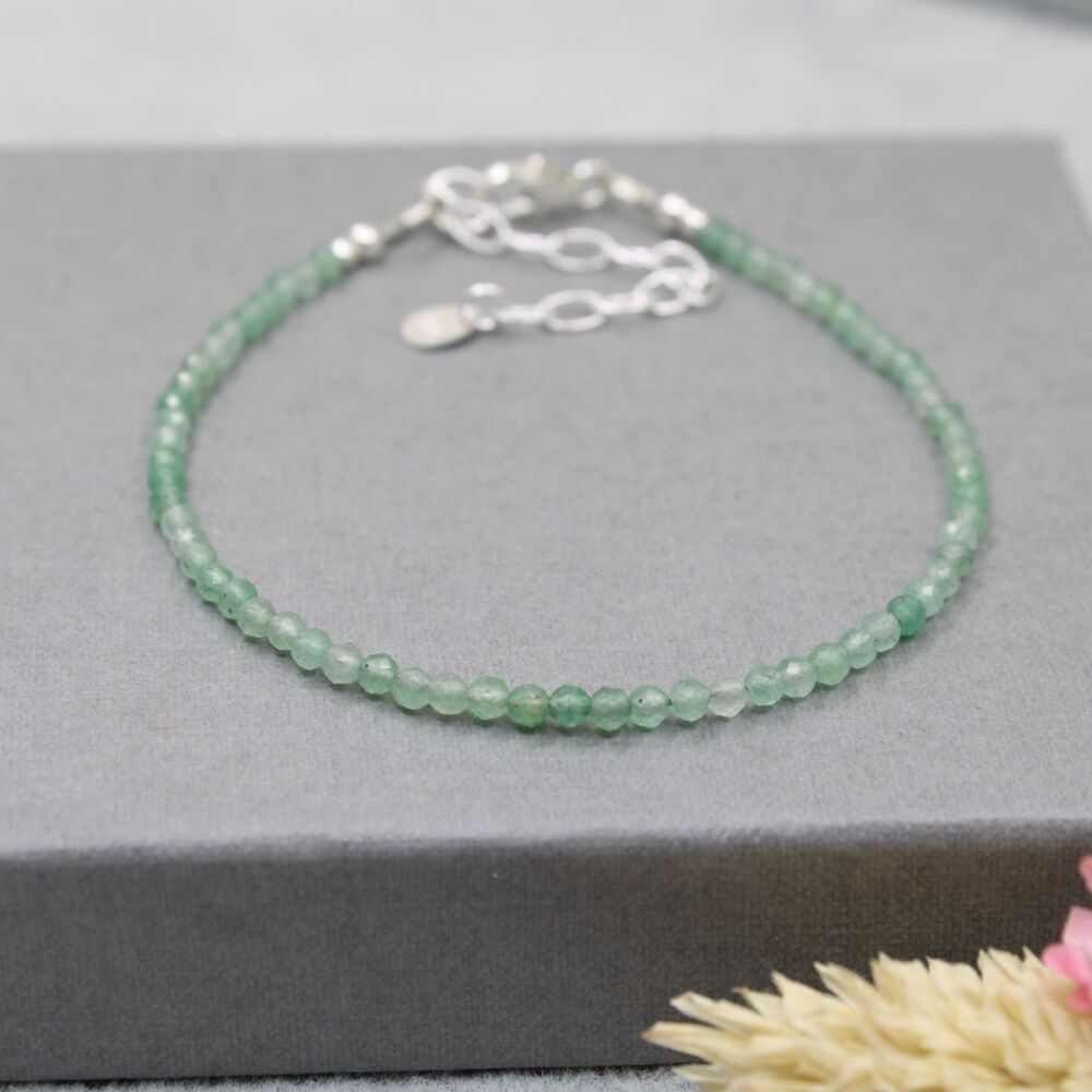 Dainty faceted Green Aventurine gemstone bracelet