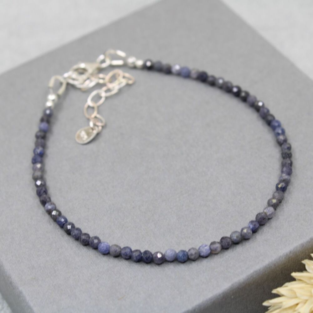 Dainty faceted Sapphire gemstone bracelet