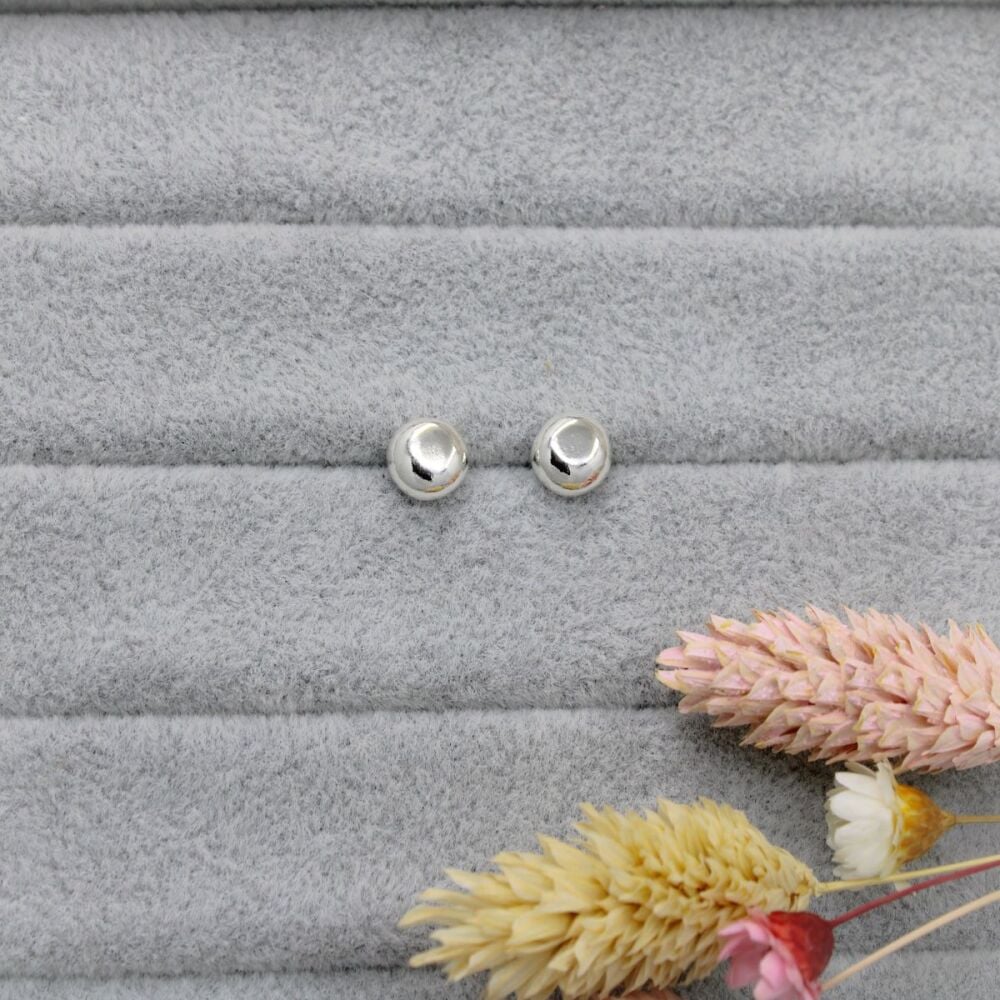 Sterling silver pebble stud earrings
