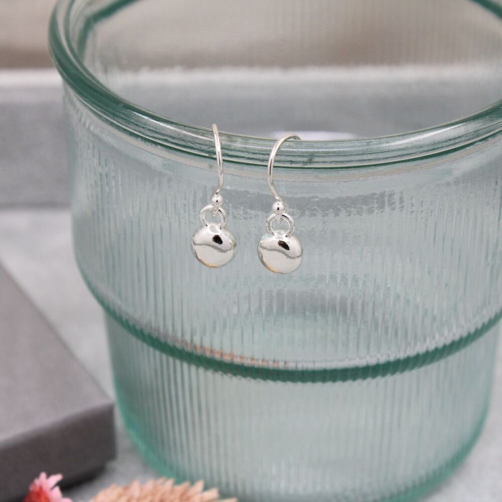 Sterling silver pebble drop earrings