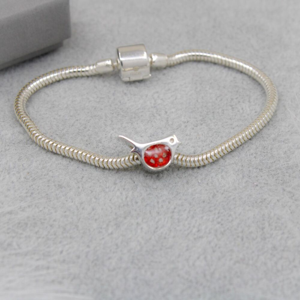 Sterling silver memorial robin charm
