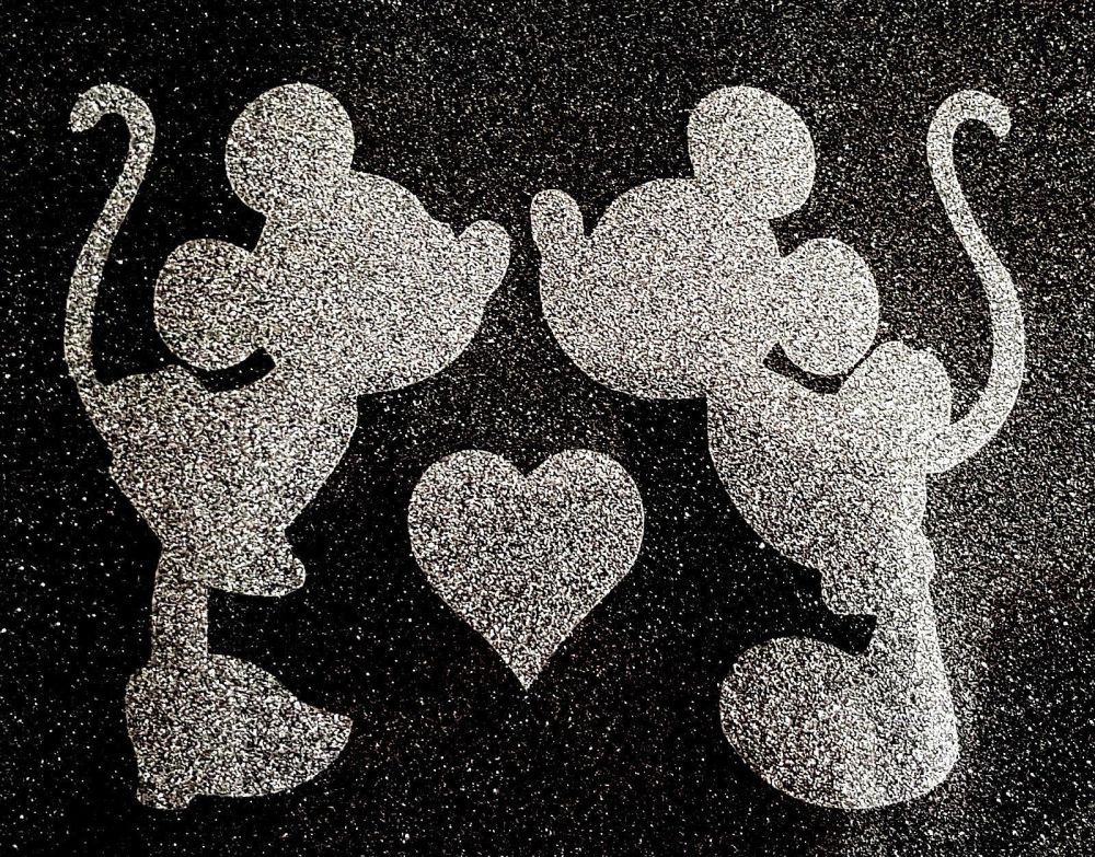Mickey & Minnie Heart Glitter Iron On