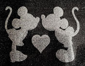 Mickey & Minnie Heart Glitter Iron On
