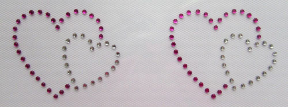 Linked Hearts x2 - Pink & Clear