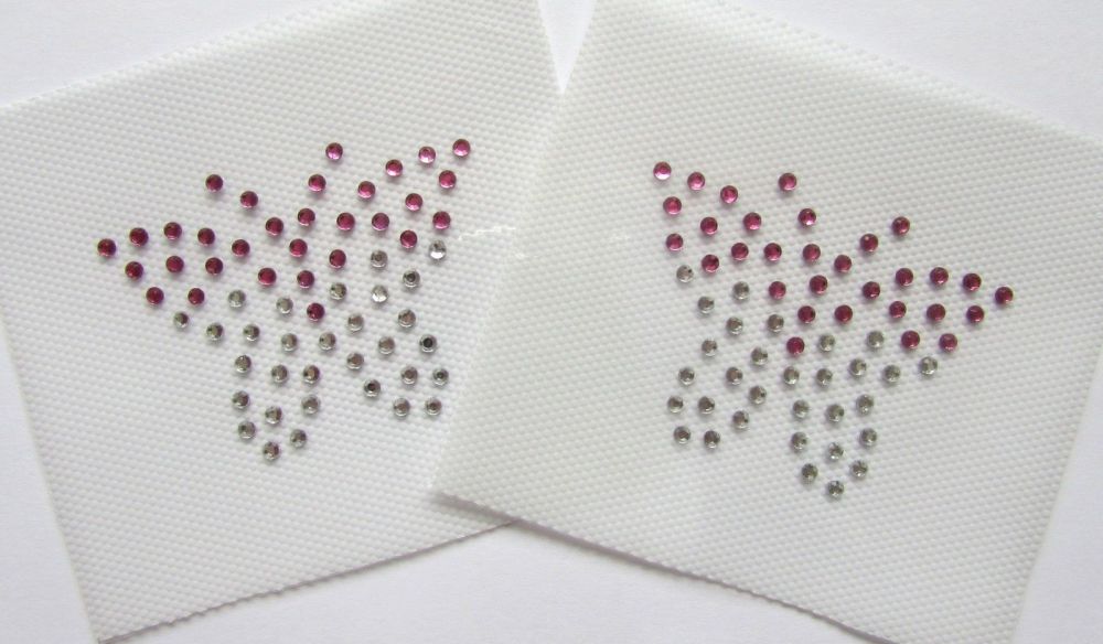 Small Butterflies x 2 - Baby Pink & Clear