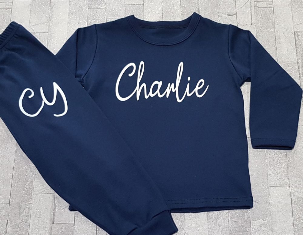 Navy Personalised Signature Name & Initials Lounge Set