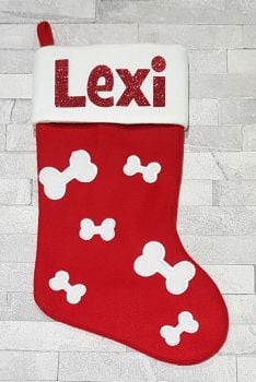 Personalised Glitter Name Pet Dog Christmas Stocking! *REDUCED* Limited Stock!