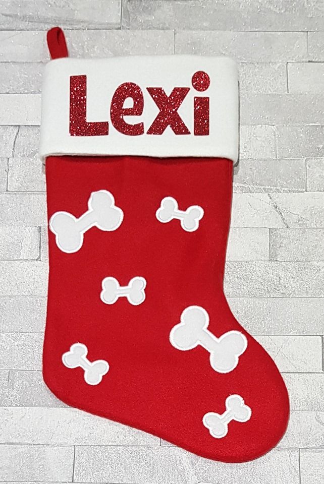 Personalised Glitter Name Pet Dog Christmas Stocking!