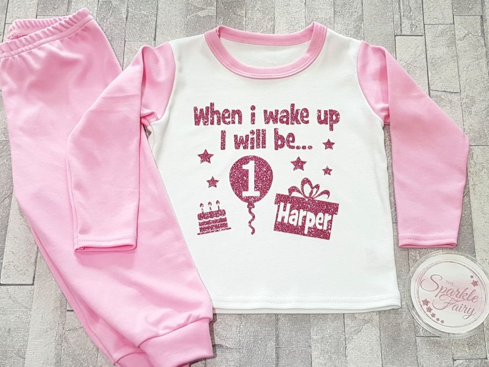 Pink Contrast Personalised 'When i Wake up...' Birthday Pyjamas!