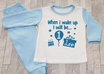 Blue Contrast Personalised 'When i Wake up...' Birthday Pyjamas!