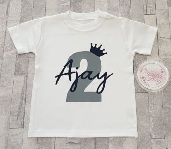 Boys Crown & Age Personalised Signature Birthday T-Shirt!