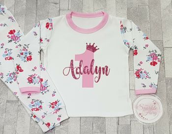 Beautiful Floral Personalised 'Name & Age' Birthday Pyjamas!