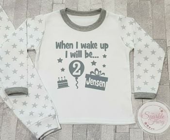 Grey Star Personalised 'When i Wake up...' Birthday Pyjamas!