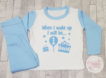 Blue Contrast Personalised 'When i Wake up...' Birthday Pyjamas! #2