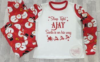 SALE! *Personalised Red Snowman Christmas Pyjamas/PJ's*