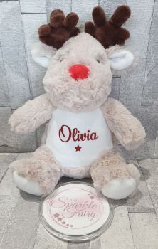 Personalised Name Small Reindeer Soft Toy, Teddy