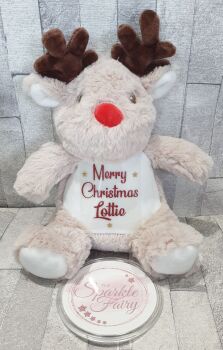 Personalised Merry Christmas Small Reindeer Soft Toy, Teddy