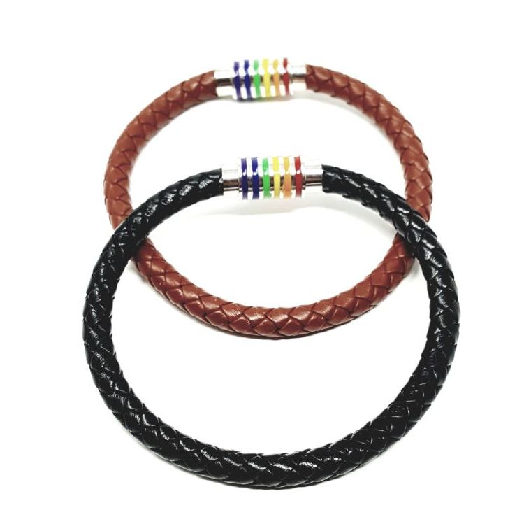 LGBT Braided leather bracelet.