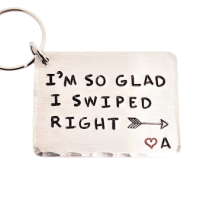 'I'M SO GLAD I SWIPED RIGHT' PERSONALISED INITIAL KEYRING