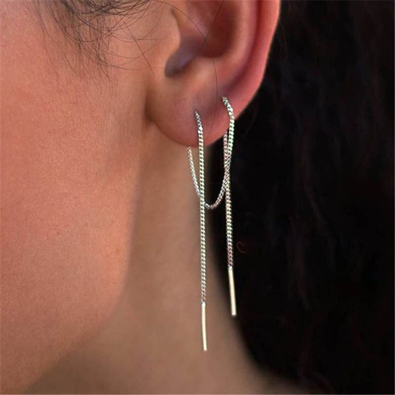 box threader earrings set earring rock emo goth jewellery jewelry gift gifts girlfriend boyfriend chain chains steampunk statement fashion earrings