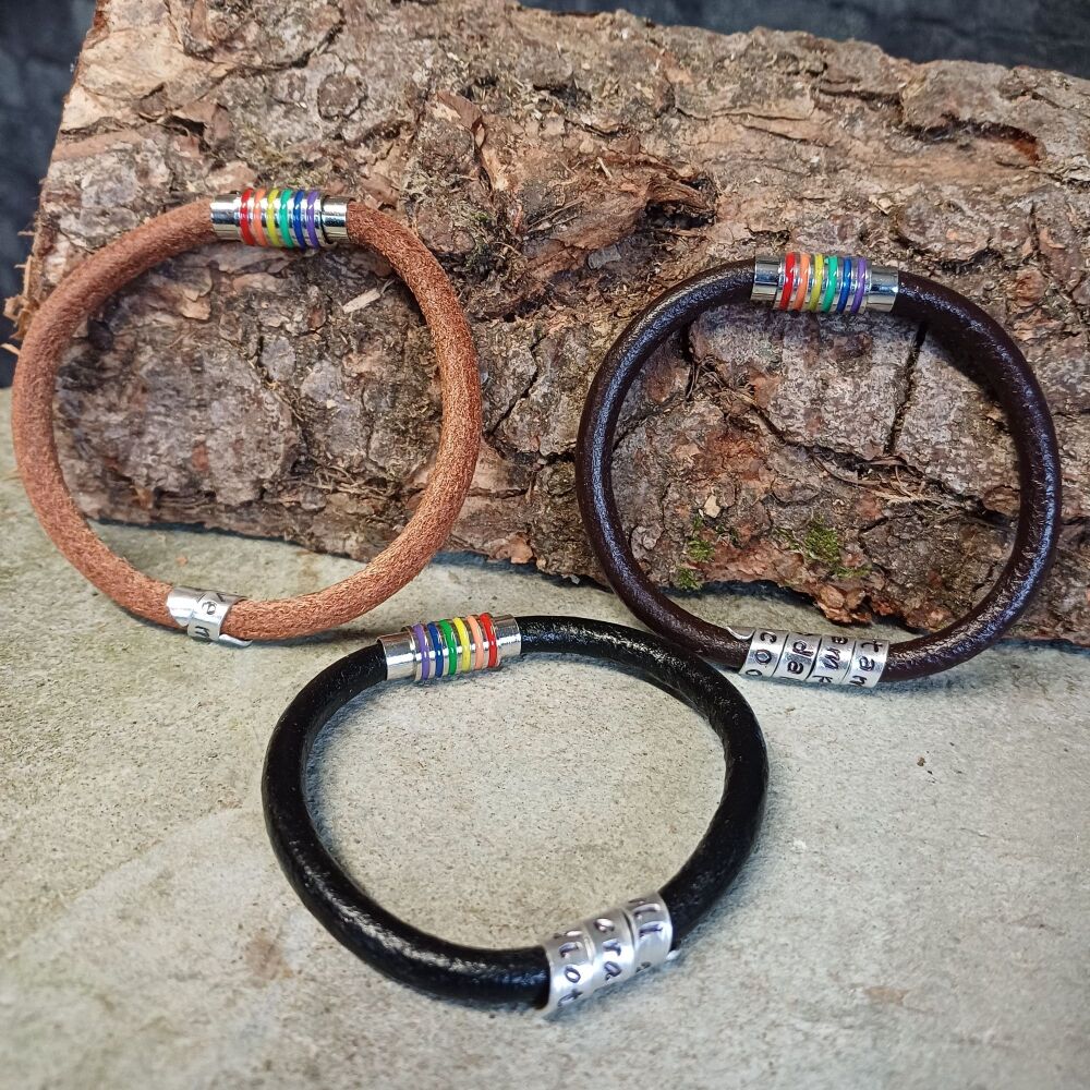 Rainbow leather bracelet shop