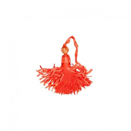 Chenille Tassels 10cm with Pearl  Decoration Sold Individually - Orange