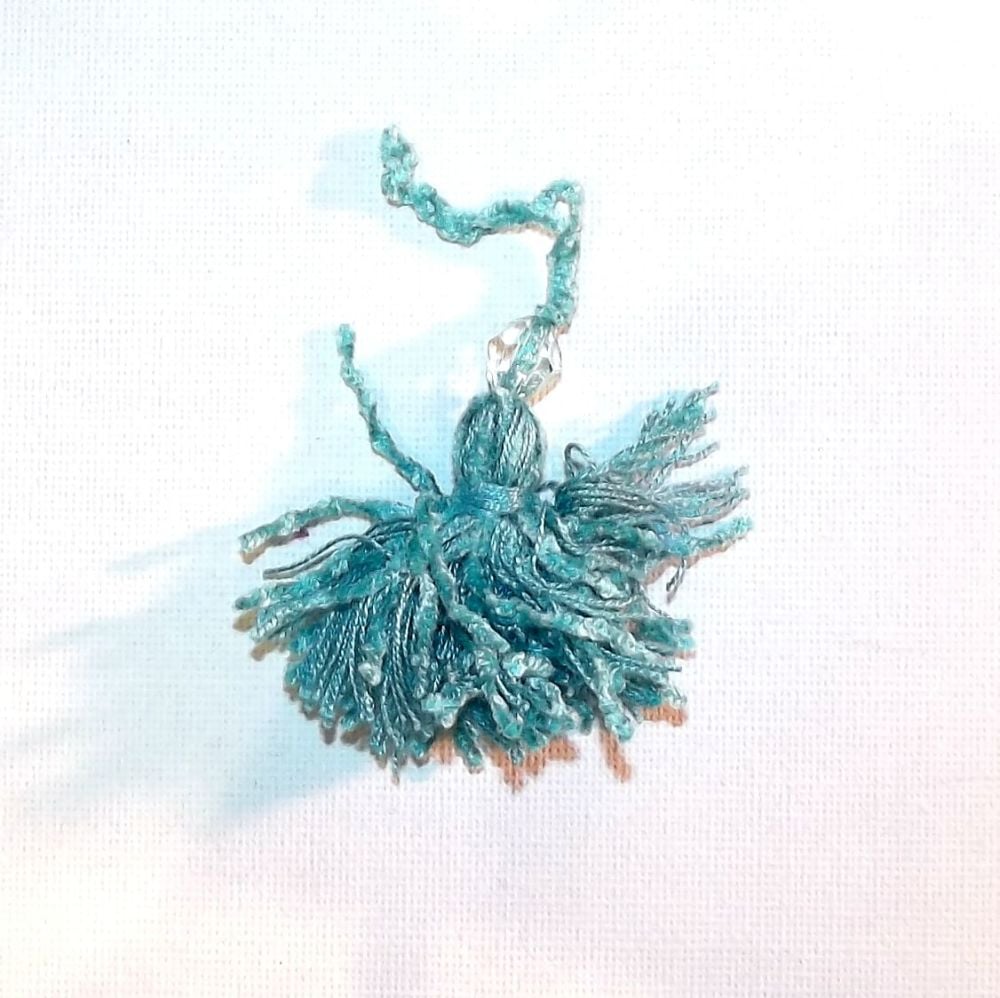 Chenille Tassels 10cm with Pearl  Decoration Sold Individually - Teal