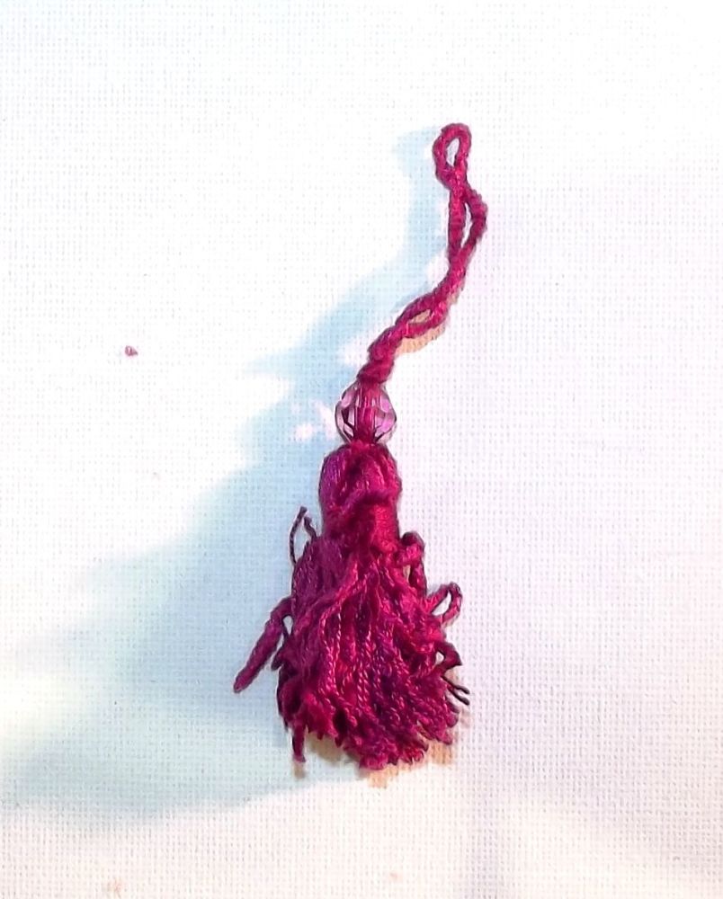 Chenille Tassels 10cm with Pearl  Decoration Sold Individually - Wine