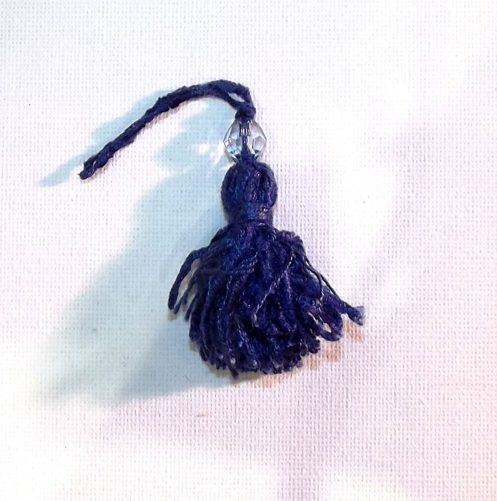 Chenille Tassels 10cm with Pearl  Decoration Sold Individually - Dark Navy