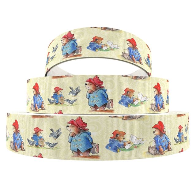 Childrens Character Marmalade Bear Grosgrain Ribbon 16/22/38mm Wide - Lemon Sold per Metre