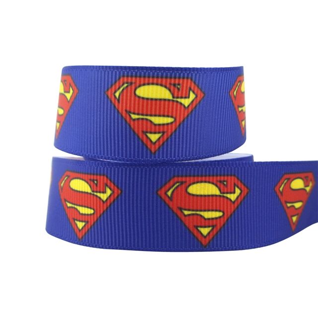 Superman Logo Grosgrain Ribbon 10/16/22/38mm Wide - Sold per Metre