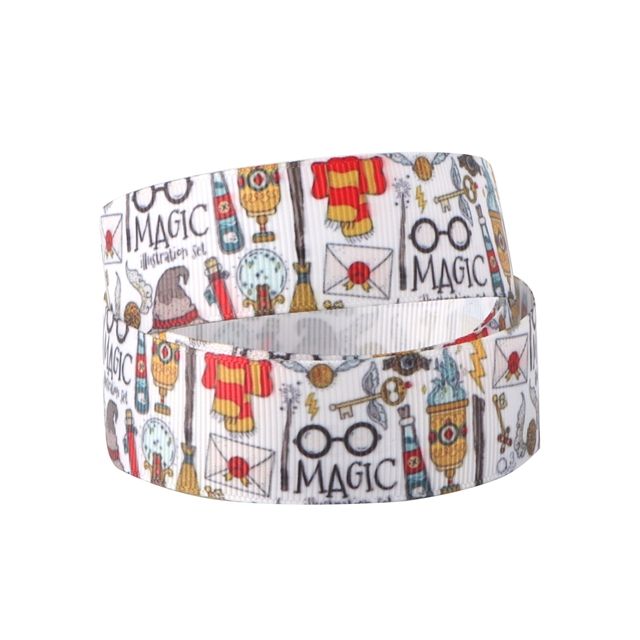 Harry Potter Grosgrain Ribbon 10/16/22/38mm Wide - Icons - White - Sold per Metre