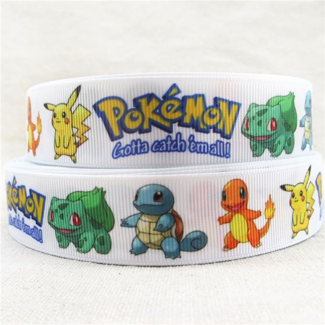 Pokemon Grosgrain Ribbon 16/25mm Wide - Sold per Metre