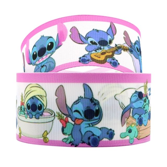 Lilo & Stitch Grosgrain Ribbon 16/22/38mm Wide - Lilac Edge - Sold per Metr