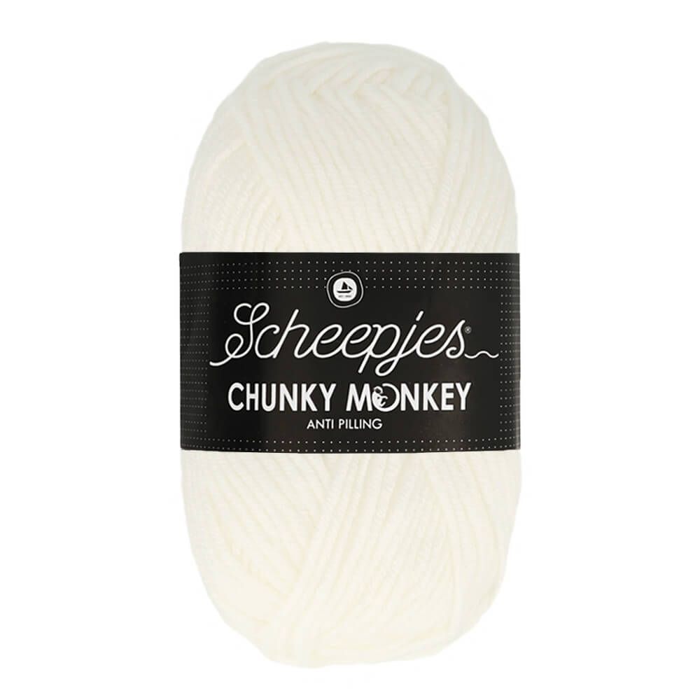 Scheepjes Chunky Monkey Aran Wool/Yarn 100g Ball White 1001