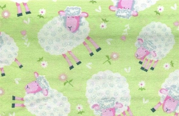 The Kids are Alright Fabric 112cm (44") Wide Sold as FQ or 1/2 metre Length Sheep Green