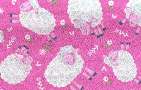 The Kids are Alright Fabric 112cm (44") Wide Sold as FQ or 1/2 metre Length Sheep Pink