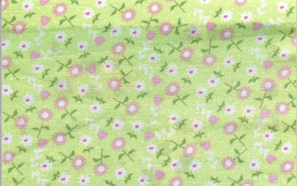 The Kids are Alright Fabric 112cm (44") Wide Sold as FQ or 1/2 metre Length Flowers Green