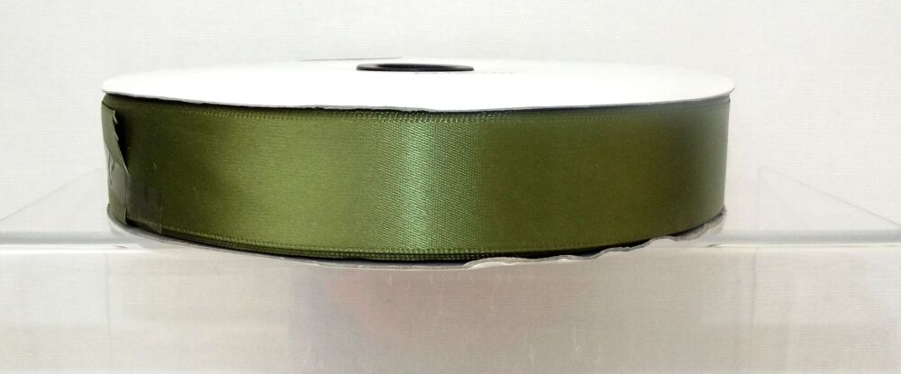 Single Sided Satin Ribbon 12/25/38/50mm Widths Sold per metre Olive Green