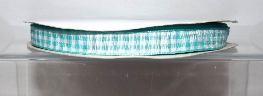 Gingham Ribbon 10/15/25mm Wide Aqua