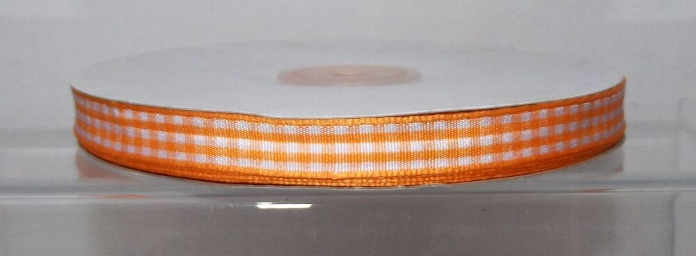 Gingham Ribbon 10/15/25mm Wide Orange