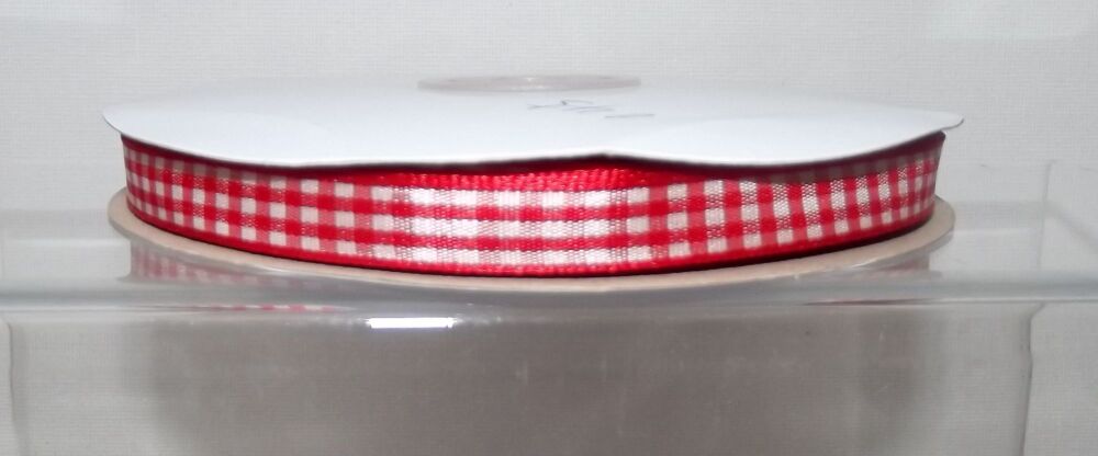 Gingham Ribbon 10/15/25mm Wide Red