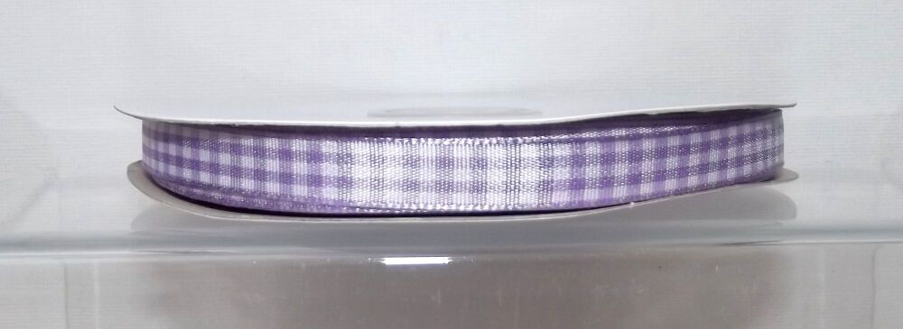 Gingham Ribbon 10/15/25mm Wide Lilac