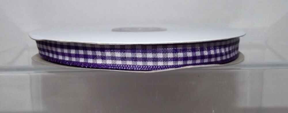 Gingham Ribbon 10/15/25mm Wide Purple