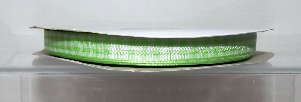 Gingham Ribbon 10/15/25mm Wide Lime Green