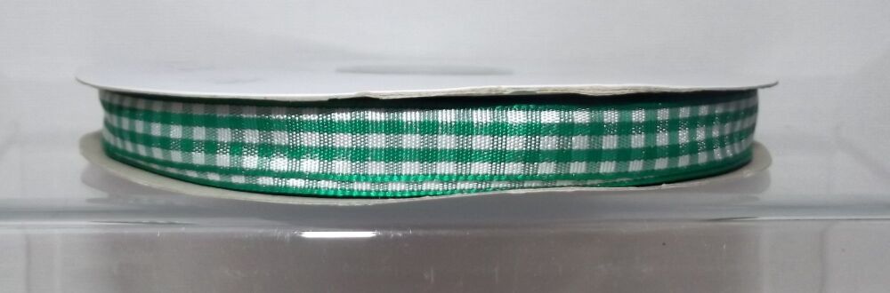 Gingham Ribbon 10/15/25mm Wide Emerald Green