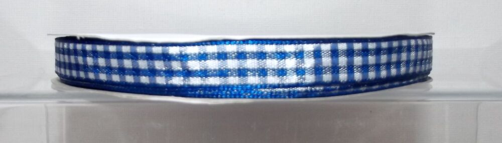 Gingham Ribbon 10/15/25mm Wide Royal Blue