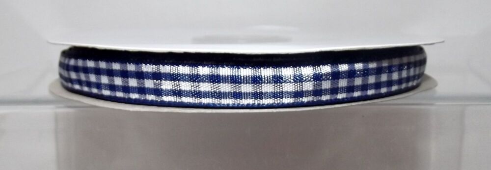 Gingham Ribbon 10/15/25mm Wide Navy Blue